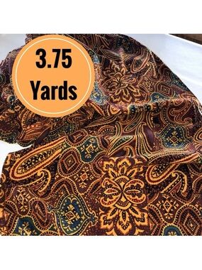 Cotton Blend Paisley Abstract Uncut Fabric (3.75 yds x 44”) GORGEOUS Colors!